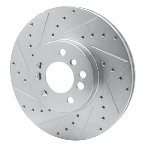 BMW X5 Brake Rotor (1) - Front Left - R1 Concepts - Drilled & Slotted - Silver - `00-`06